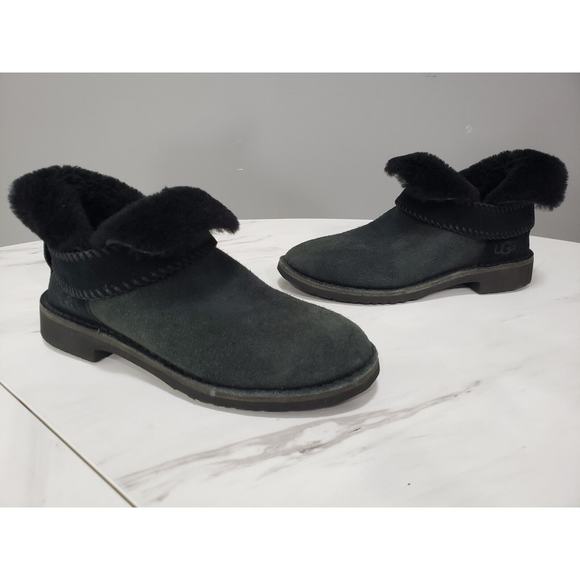 NEW NO BOX -UGG Mckay Black Suede Sheepskin Ankle Boots Booties Size US 6 Womens - Picture 1 of 7